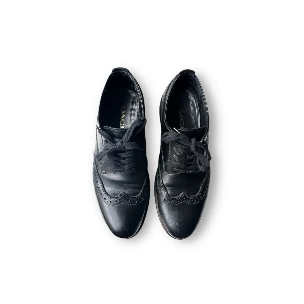 Coach Bleecker Wing Derby Dress Shoes Black Leather Wingtip Size 10D
